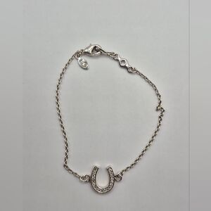 PANDORA  Horseshoe Bracelet With Clear Rhinestone Sterling Silver